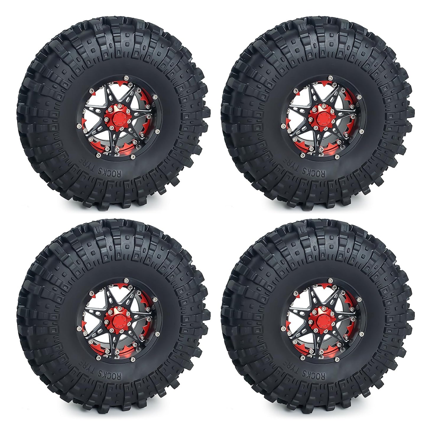 RC-Hub 4pcs 2.2'' Rubber Tires Beadlock Wheel Tires OD with Foam 137mm for 1/10 Axial Wraith 90048 RR10 RC Crawler Car