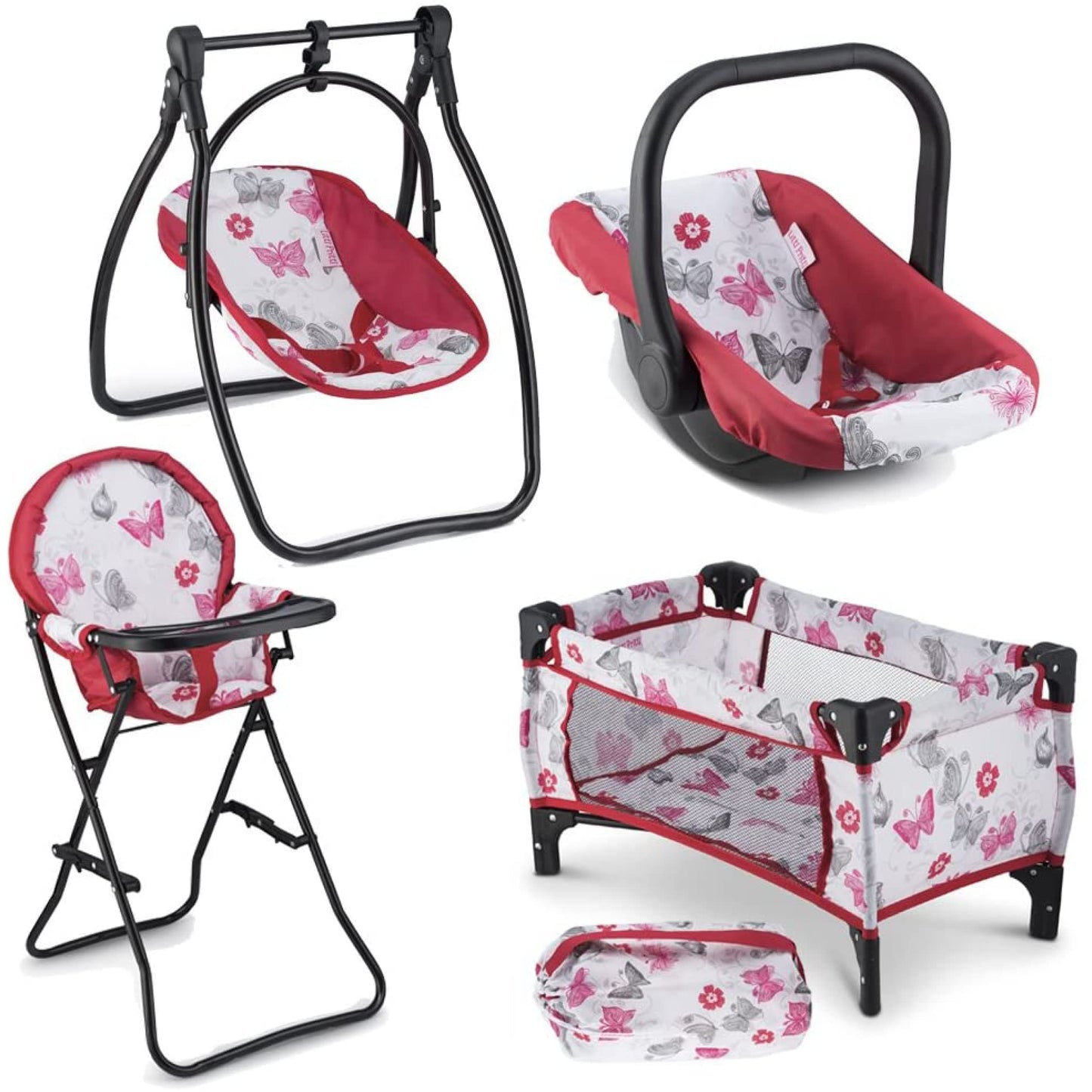 Litti Pritti 18-Inch Baby Doll Nursery Playset - Swing, High Chair, Pack-N-Play And Carrier