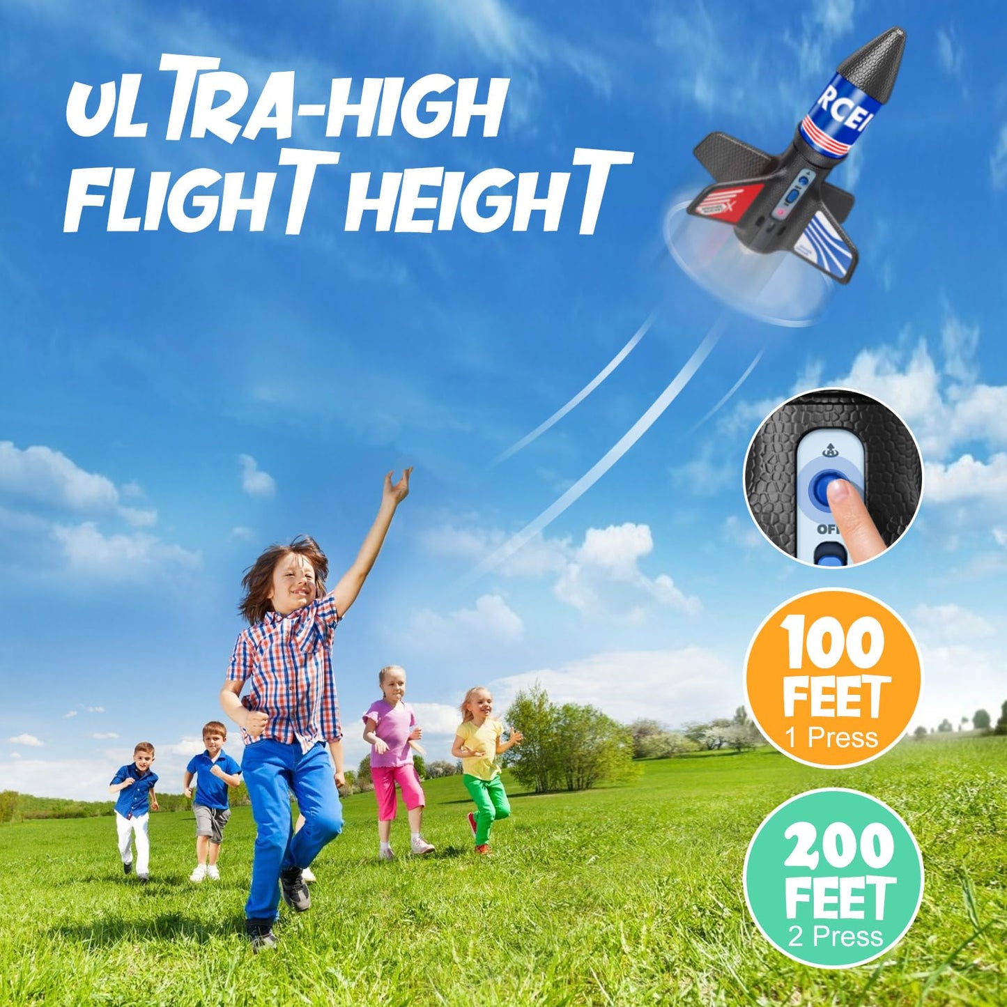 Rocket Launcher, 200 Feet Of Flight Altitude, Model Rocket Kits With Launch Set, Ultra-High Flying Air Toy Outdoor Toys For Ages 8-13, Birthday Gift For Kids Boys & Girls