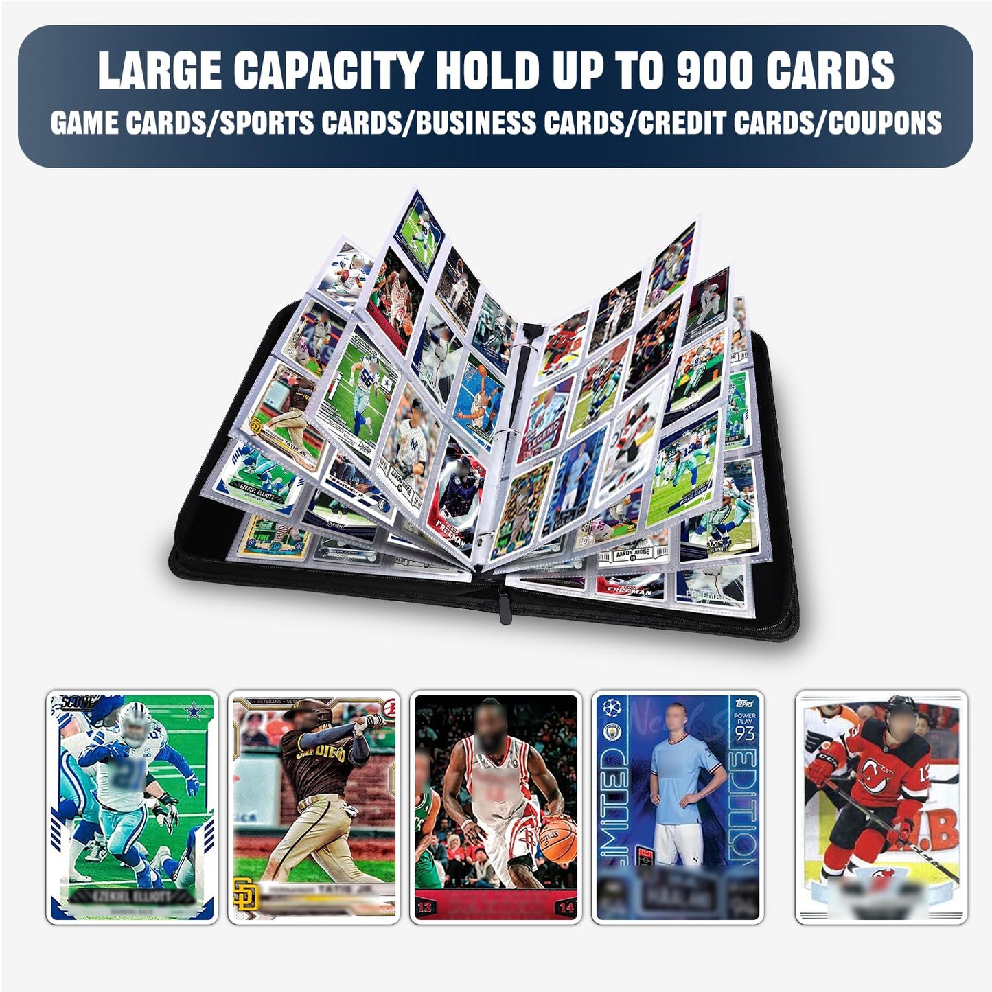 HESPLUS 9-Pocket Baseball Card Binder - Holds 900 Cards with 50 Removable Sleeves | Sports & Trading Card Album for Collectibles