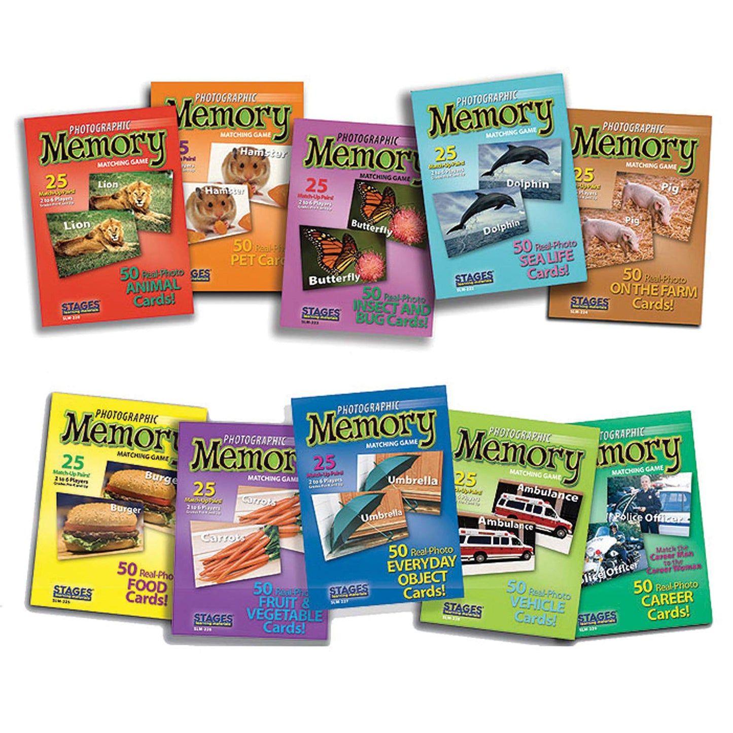 Stages Learning Set Of 10 Picture Memory Card Real Photo Concentration Games Memory Game From Materials,8 X 12 X 2 Inches,Count