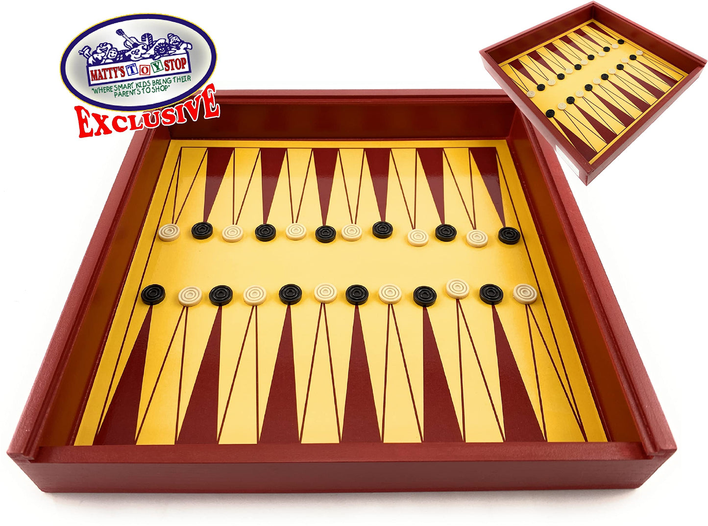 Matty'S Toy Stop Exclusive Deluxe 10-In-1 Chess, Checkers, Tic Tac Toe, Backgammon, Mill, Roll Em, Insanity, Chinese Checkers, Mancala & Pick-Up Sticks Wooden Cabinet Game Set