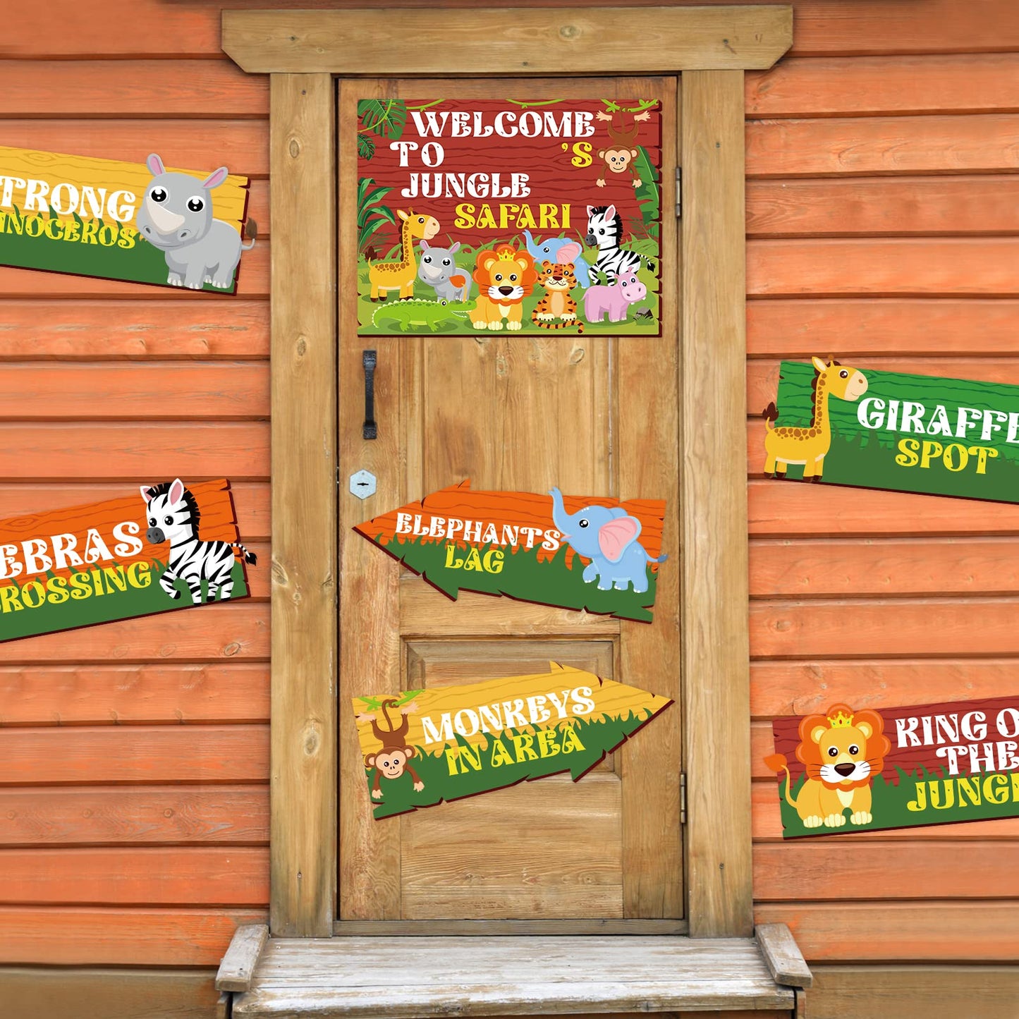 Hooqict 20 Pieces Safari Party Sign for Jungle Party Decorations Safari Decorations Directional Signs Classroom Wild Animal Birt