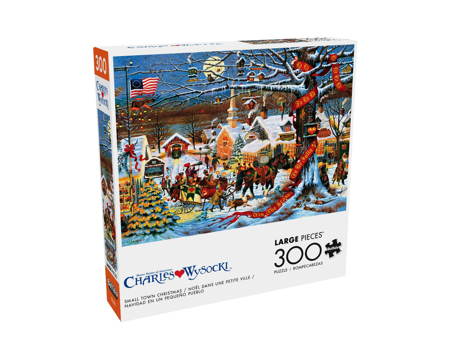 Buffalo Games 300 Piece Jigsaw Puzzle - Small Town Christmas - Multicolor - Challenging Fun for Adults - Model 22624 - 21.25 x 15.00