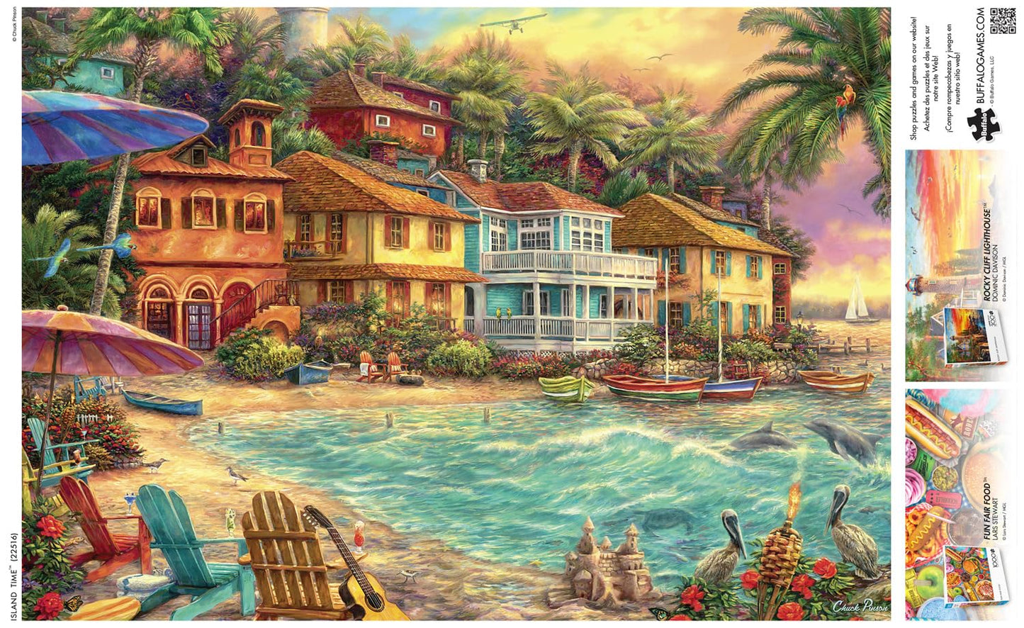 Buffalo Games Large Island Time Jigsaw Puzzle - 21.25"x15", Multicolor Cardboard, Model 22516 - Perfect for Game Nights