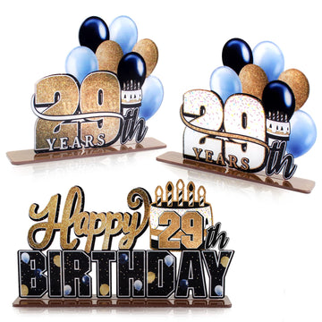 Lingteer Happy 29Th Birthday Gold Acrylic Table Topper Centerpieces Set - Cheers To 29 Years Old Birthday 29Th Bday Party Gift Decorations.