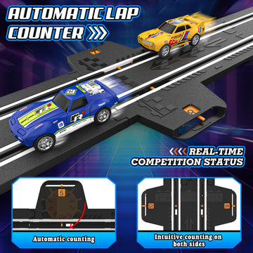 Slot Car Race Track Sets For Boys, Race Car Track With 2 High-Speed Slot Cars, Battery Or Electric Car Track, Dual Racing Game L