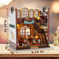 Quanquer Miniature House Kit: Magic Book Store Book Nook With Furniture And Led Light - Diy Kits For Adults - Wooden Doll House - Great Handmade Craft Model - Tiny House Decor Ideal Gifts