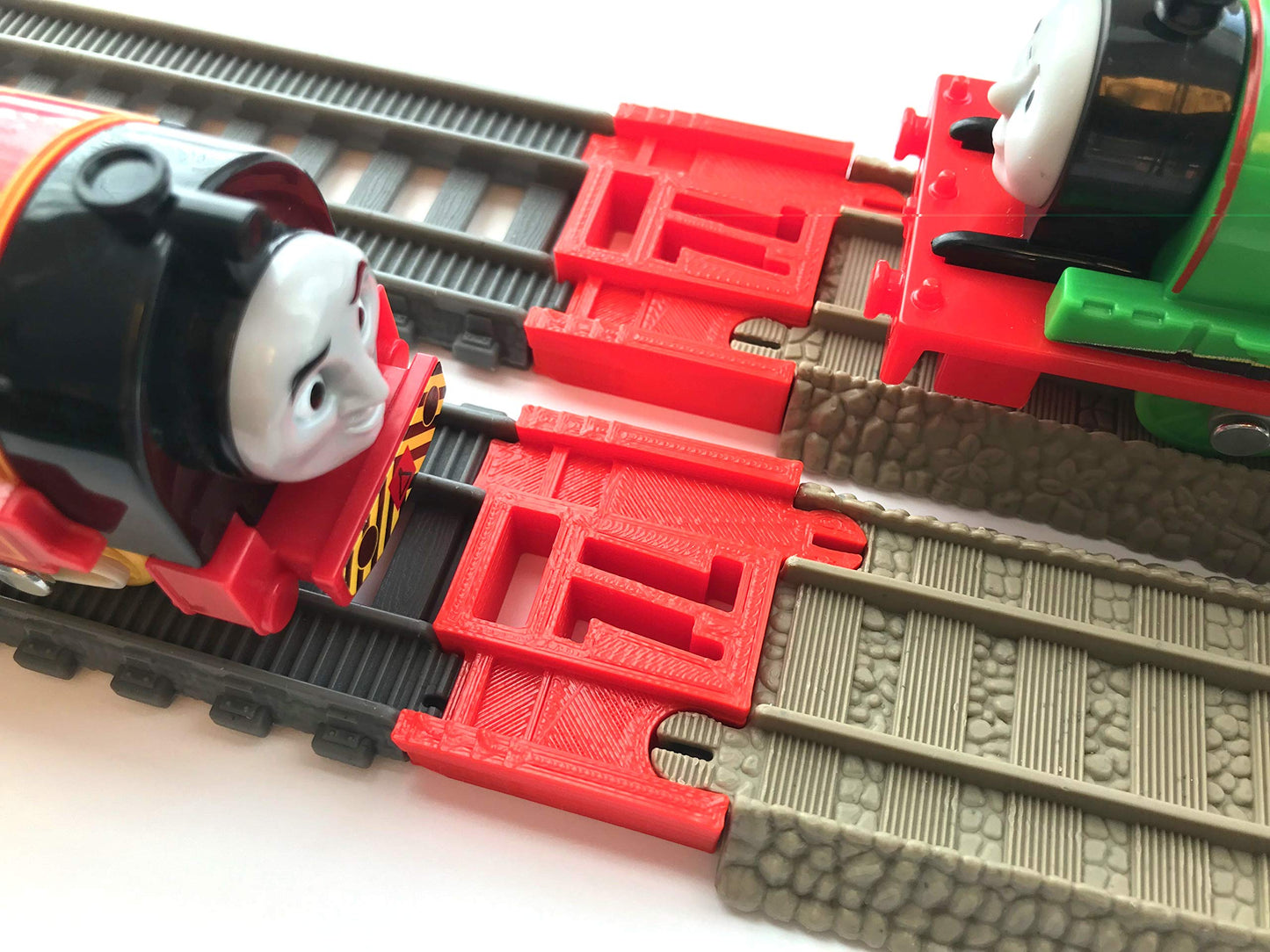 TrainLab.com adapters compatible with Thomas & Friends TrackMaster New Gray & Old Brown tracks  essential Trackmaster track accessories for easy expansion! (2pc) (Red)