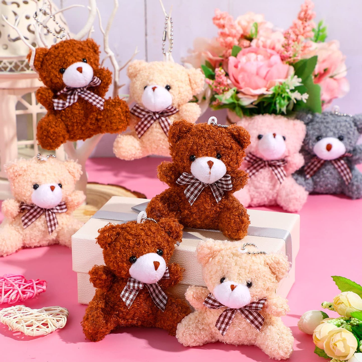 Hungdao 100 Pcs Mini Plush Bears Toys Bulk Brown 3.2 Inch Small Stuffed Plush Bears Cute Soft Tiny Stuffed Animal Toy Gifts For Diy Keychain Birthday Baby Shower Wedding Valentine‘S Day Party Favors