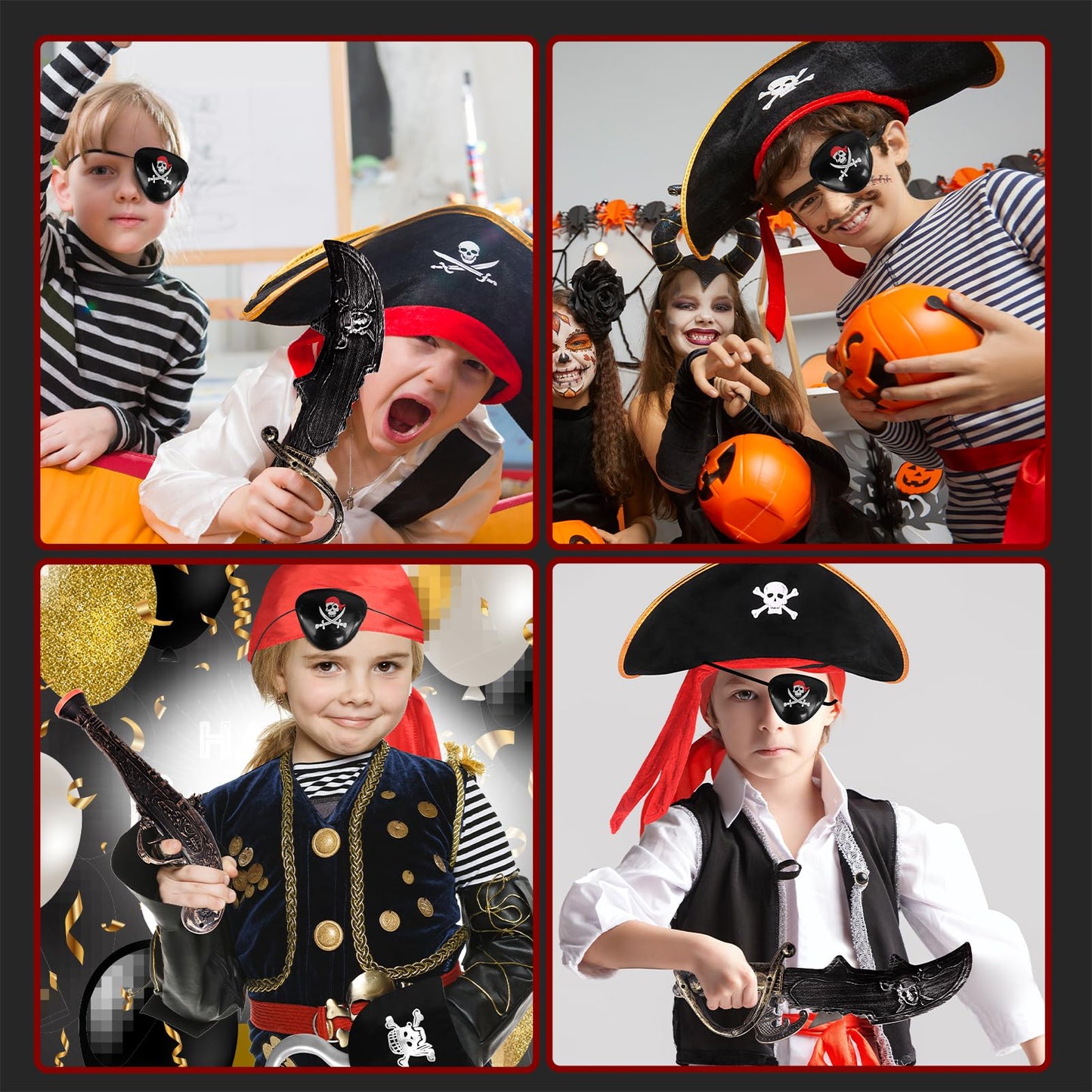 Whatstem Pirate Costume For Kids, Halloween Party Pirate Costume Set 7 Pcs, Carnival Dress Up Costume, Pirate Cosplay, Kids Role
