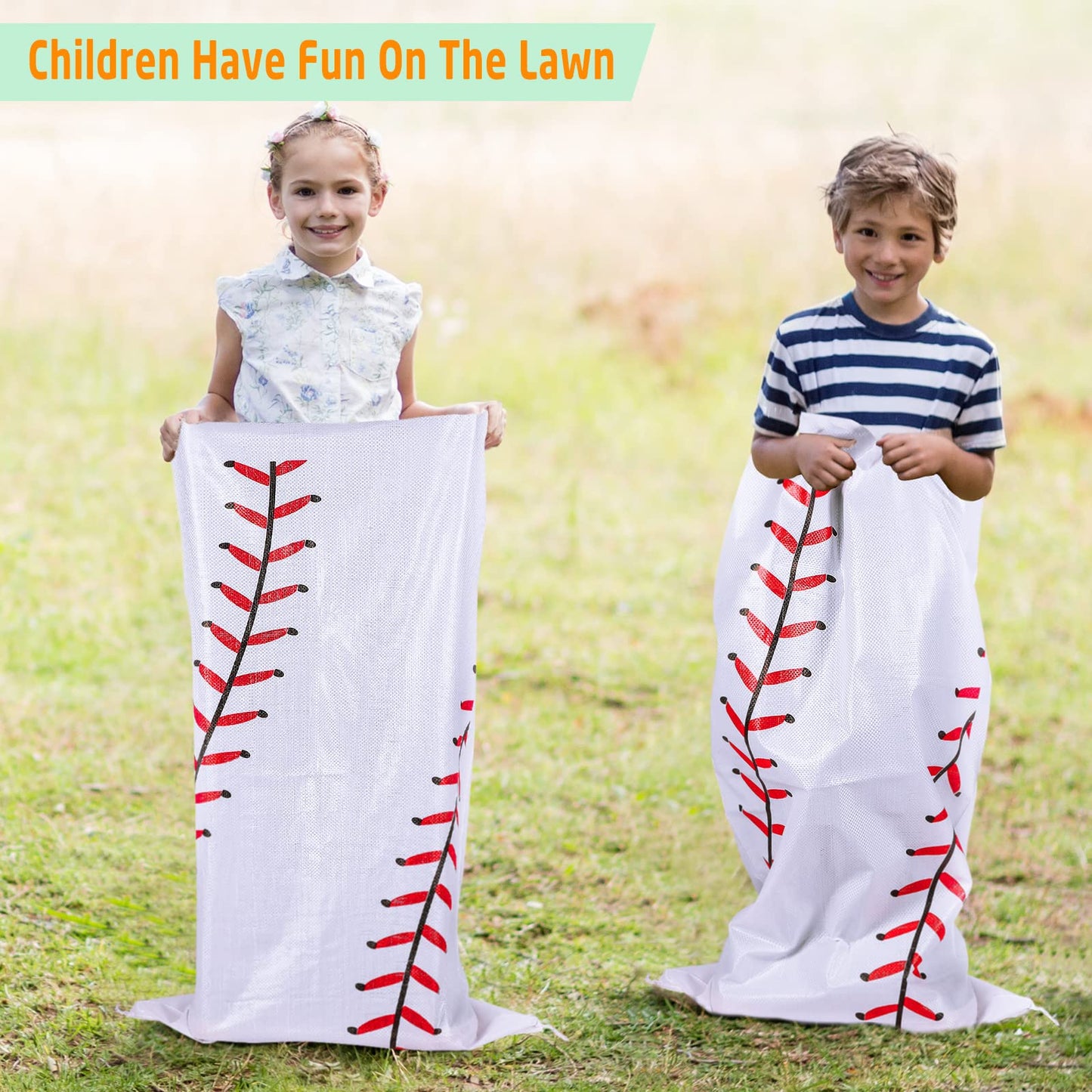 Cindeer 12 Pcs Potato Sack Race Bags Sports Themed Potato Race Jumping Bags 40 x 20 Inches Sack Race Bags for mature-themeds Kids Family Party Games and Activities Party Supplies(Baseball)