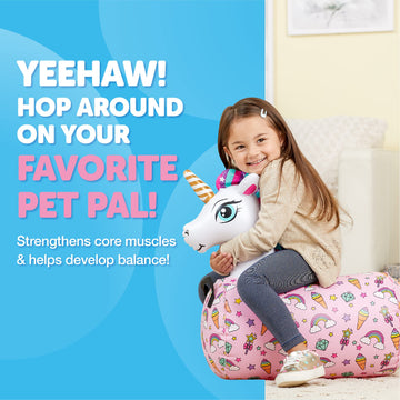 Waddle Hip Hopper Inflatable Hopping Animal Bouncer Unicorn, Ages 2 And Up, Supports Up To 85 Pounds