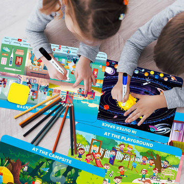Search And Find Cards For Kids Ages 3 4 5 6 Year Old, Toddler Preschool Learning Reusable Activity Mats, Boys Girls Kindergarten Educational Games