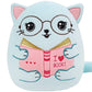 SEAOPOP Cute Cat Stuffed Animal: 8 Inch Blue Cat Book Lover Gifts Soft Reading Buddies Plush Toy  Plushie Pillow Gifts for Kids Girls Boys  Bookworm Classroom Decor