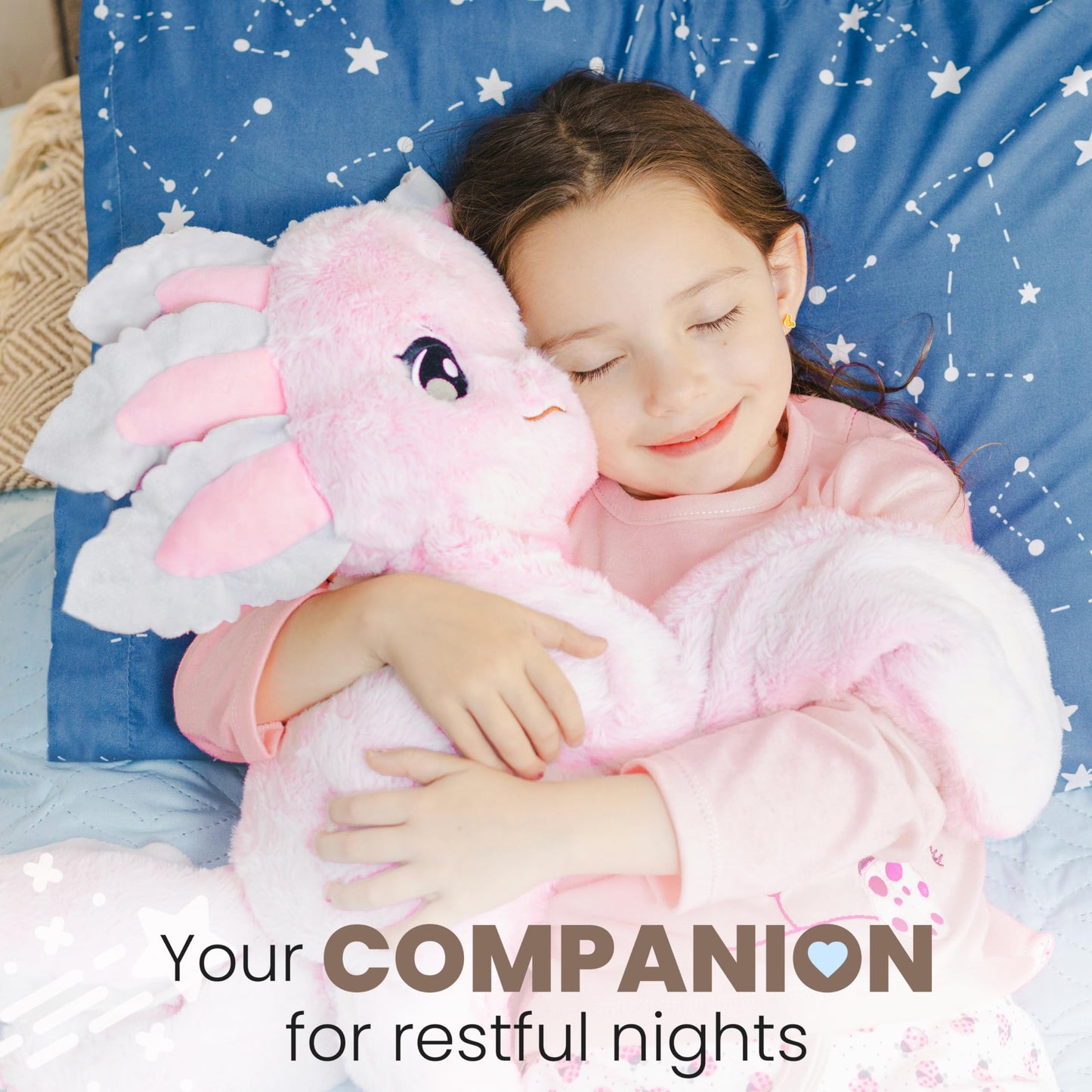 Huggle Healers Axolotl Plush - 40" Weighted Stuffed Animal, 4.5lb, Pink, Model NB005-AXLT for Adults, Teens, and Kids