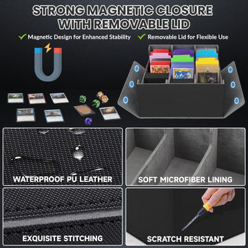 Qlouni Card Storage Box For Trading Cards, 2600+ Commander Deck Box, Storage Box Fits Toploader And One-Touch, Card Organizer Fo