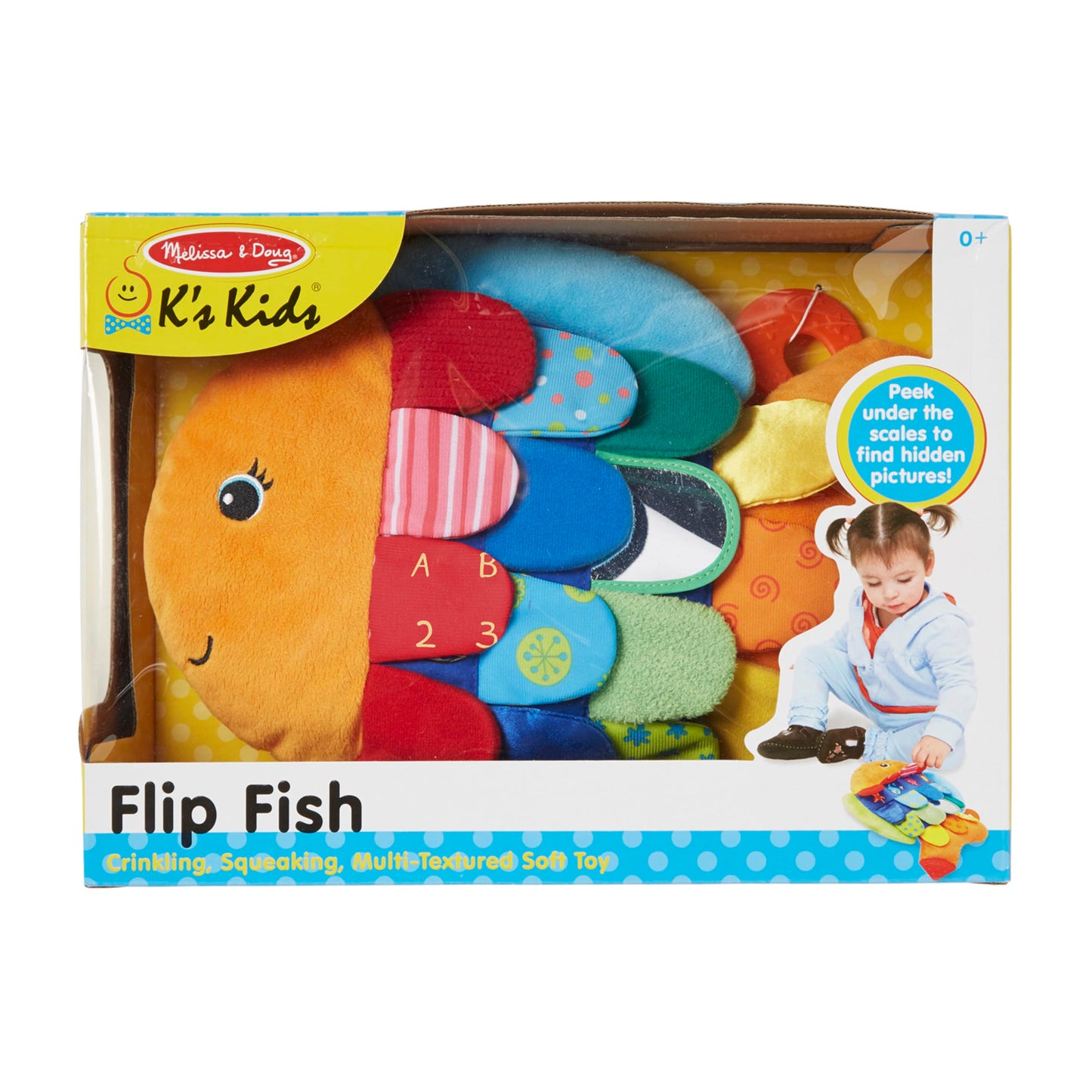 Melissa & Doug Flip Fish Soft Baby Toy Sensory Tummy Time Toys, Soft Fabric Tag Toy for Babies, Infants