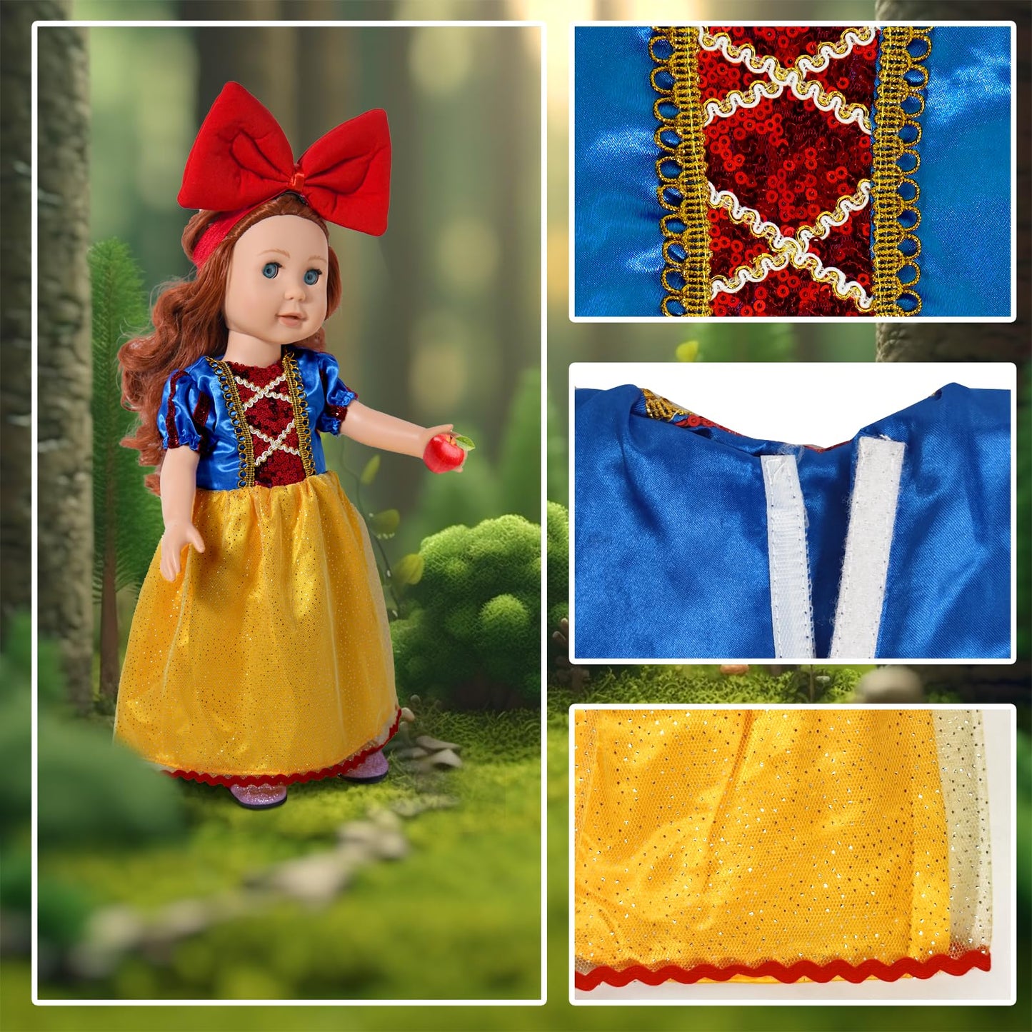 18 Inch Doll Clothes Accessories - 6Pcs Different Princess Costume Dress