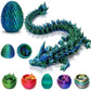 3D Printed Dragon Eggs with Dragon Inside - Fun Fidget Figurine Toys  Easter Basket Stuffers Surprise Mystery Crystal Printing Dragon Egg mature-themed Home Office Desk Decor Toy Gifts (Laser Blue&Green)