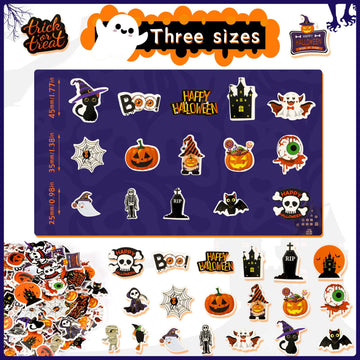 Julbear Halloween Foam Stickers Bulk, 300 Pieces Pumpkins Jack Ghost Bats Monster Color Printing Pattern Self-Adhesive Foam Stic