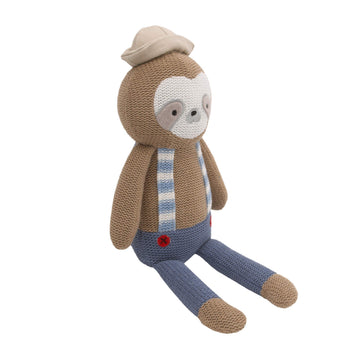 Cuddle Me Scottie The Sloth 12” Grey And Blue Knit Plush Stuffed Animal