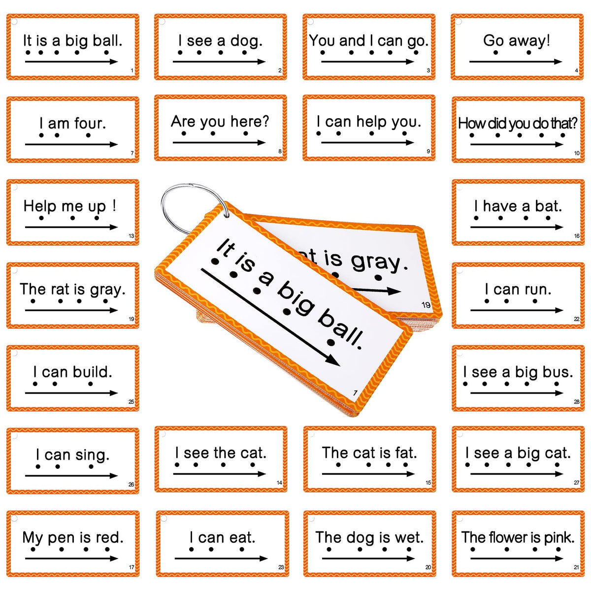 60 Pcs Sight Word Sentence Cards Kindergarten Flash Cards Preschool Kids Educational Word Flashcards For Early Childhood Educati