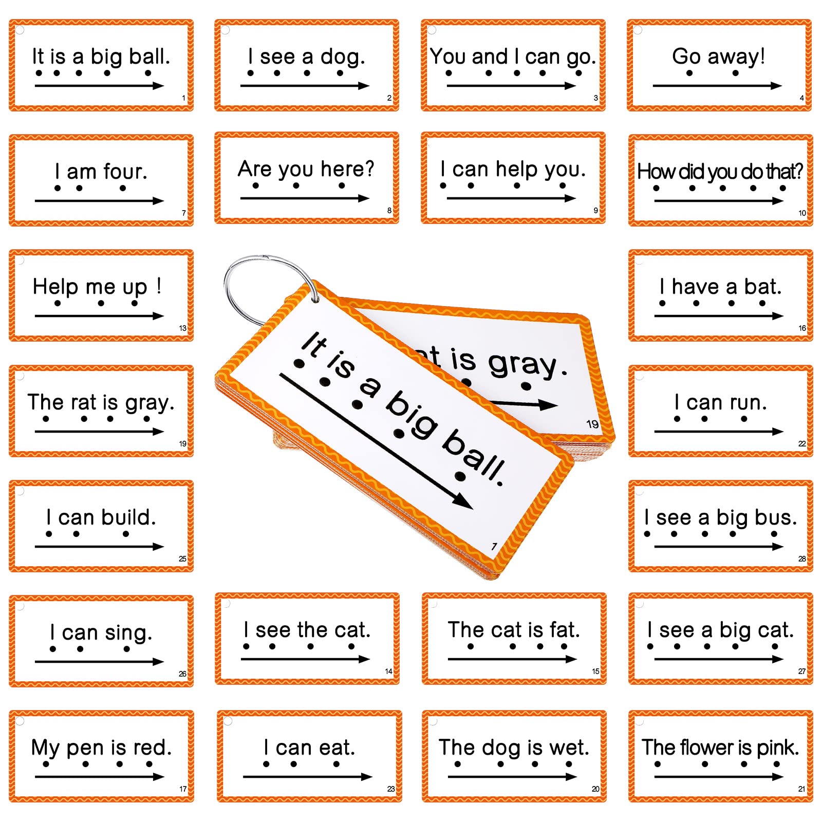 60 Pcs Sight Word Sentence Cards Kindergarten Flash Cards Preschool Kids Educational Word Flashcards For Early Childhood Educati
