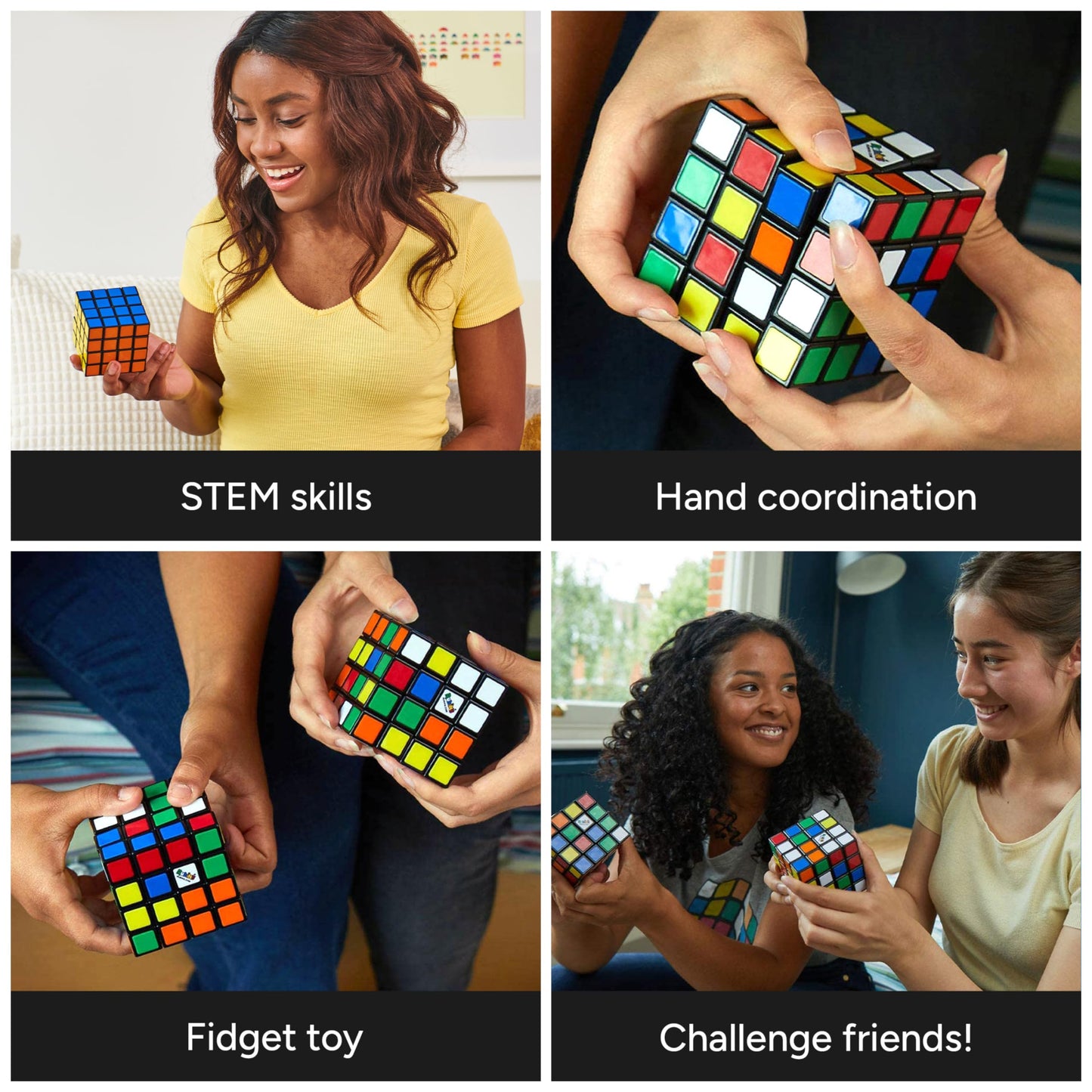 Rubik's 4x4 Classic Color-Matching Puzzle - Twisting Fidget Toy, Brain Teaser, Ages 8+, Plastic, Model 6064551, New Color
