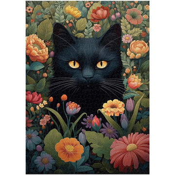 Vintage Cat Puzzles For Adults 1000 Pieces And Up, Pickforu Flower Jigsaw Puzzles Collection Animal And Plant, Retro Kitty Puzzle For Cat Lovers