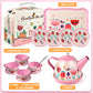 Tea Party Set for Little Girls, Flower Tea Set Toys for Girls Age 3 4 5 6 Year Old, Toddler Kids Kitchen Pretend Play Toys with