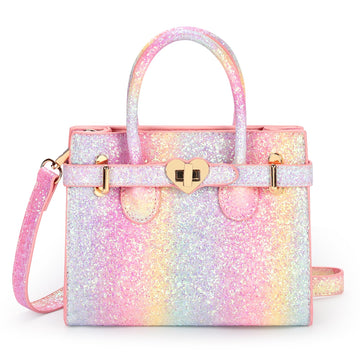 mibasies Kids Purse for Little Girls Gift Toddler Crossbody Handbags(Pink Blue Rainbow)