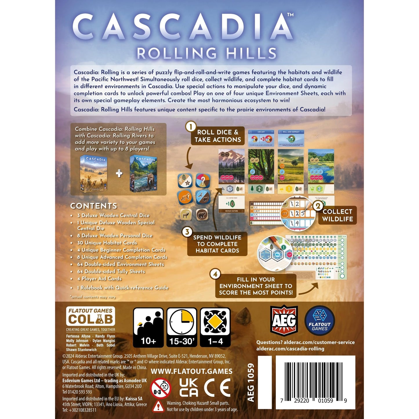 Aeg & Flatout Games | Cascadia: Rolling Hills Roll & Write Puzzly Dice Game | Explore The Pacific Northwest, Build Ecosystems |