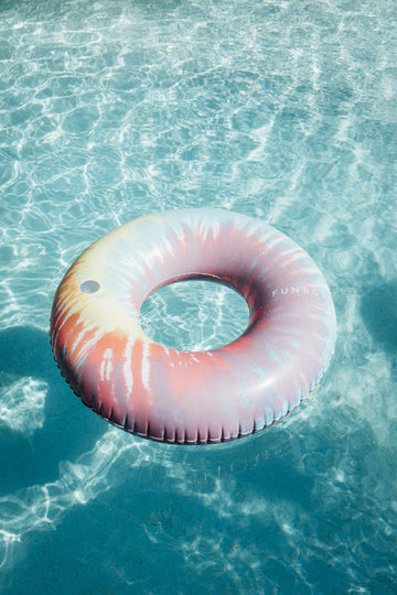 Funboy Giant Inflatable Tie Dye Tube Float, Donut Style Pool Float, Luxury Raft For Summer Pool Parties And Entertainment