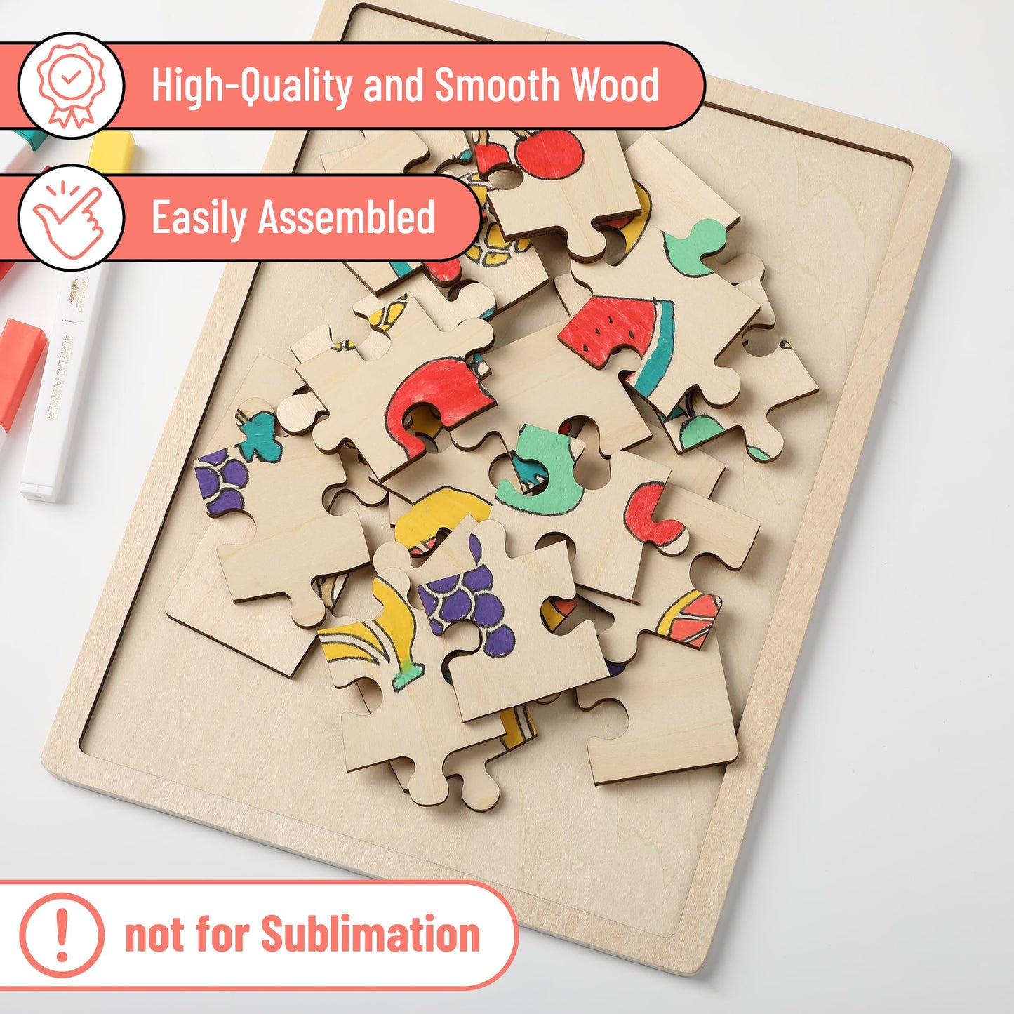 Mr. Pen- Blank Wooden Puzzle, 24 Pieces, 11.8'' X 8.8'', Wooden Blank Puzzles To Draw On