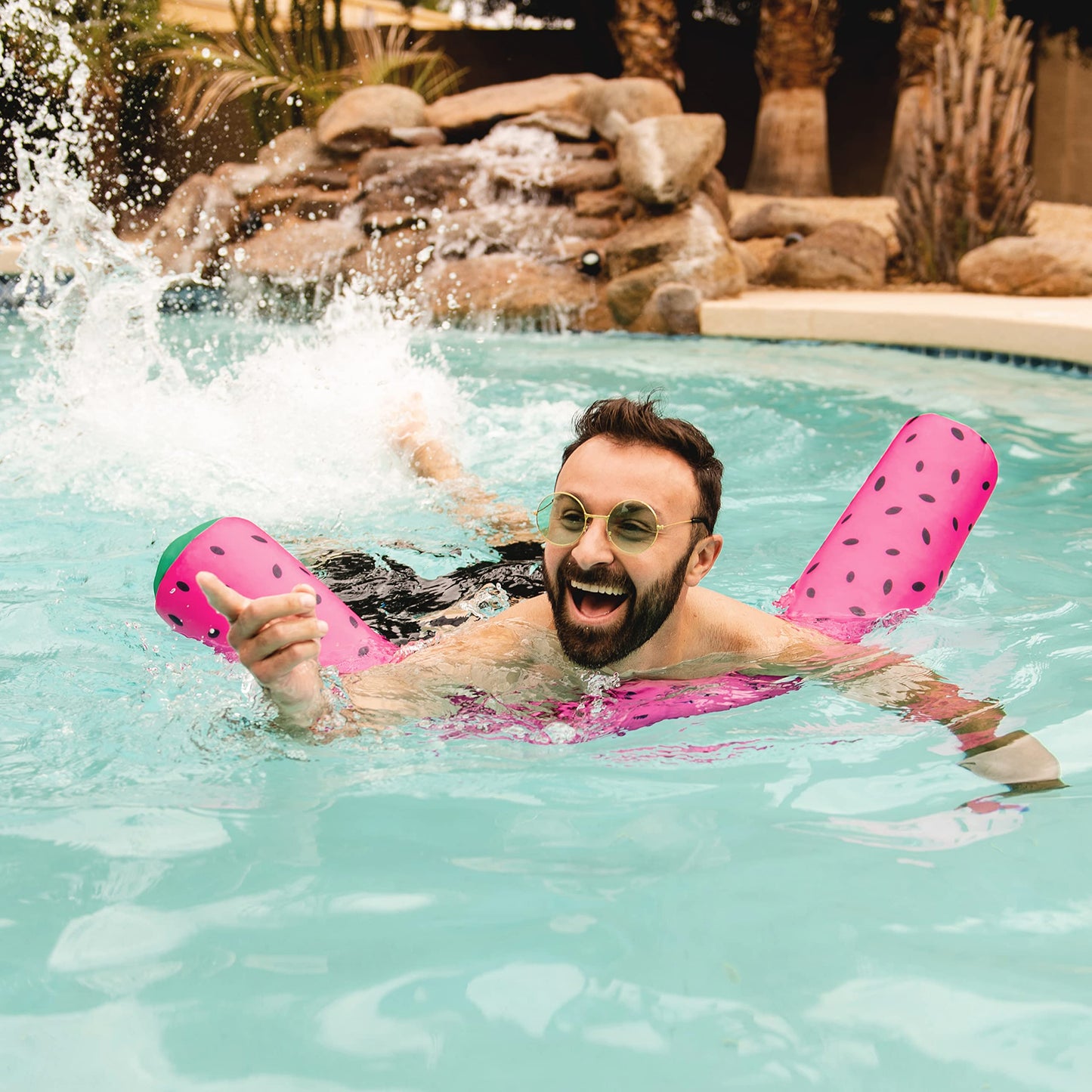Big Joe Noodle No Inflation Needed Pool Float, Summer Melon Double Sided Mesh, Quick Draining Fabric, Jumbo 4 Feet