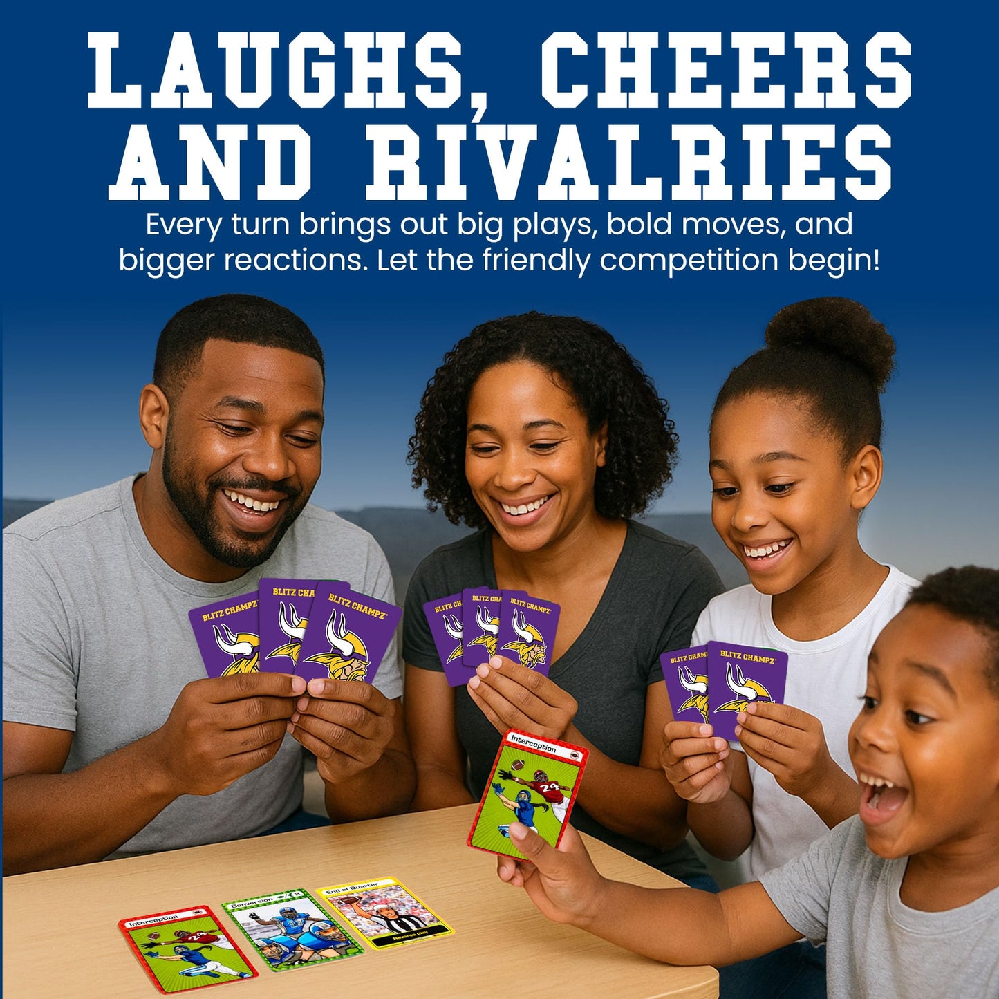 Blitz Champz Minnesota Vikings- Officially Licensed NFL Playing Cards & Vikings Gifts for Men & Women, Fun Travel Card Games for