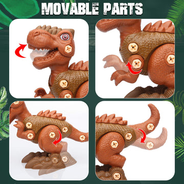 Sanlebi Toy for 4 5 6 7 Year Old Boys Take Apart Dinosaur Toys for Kids Building Toy Set with Electric Drill Construction Engine
