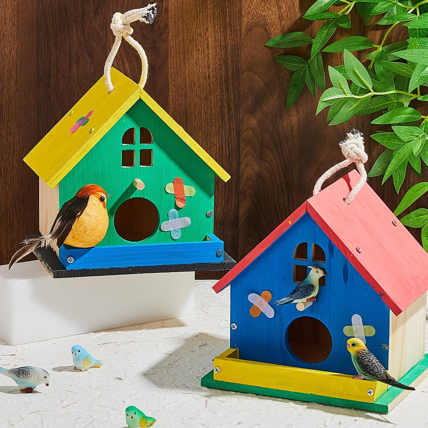 Juexica 4 Pack Wooden Birdhouse Kit DIY Buildable Bird House with Paint and Paintbrushes Art and Crafts Painting Kits for Boys G