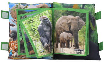 Pdspm Peek-A-Boo Soft Cloth Books Animal Cushion Pillow Jungle Book For Kids Baby Toddler Animal Picture And Nams, Pillow Book T