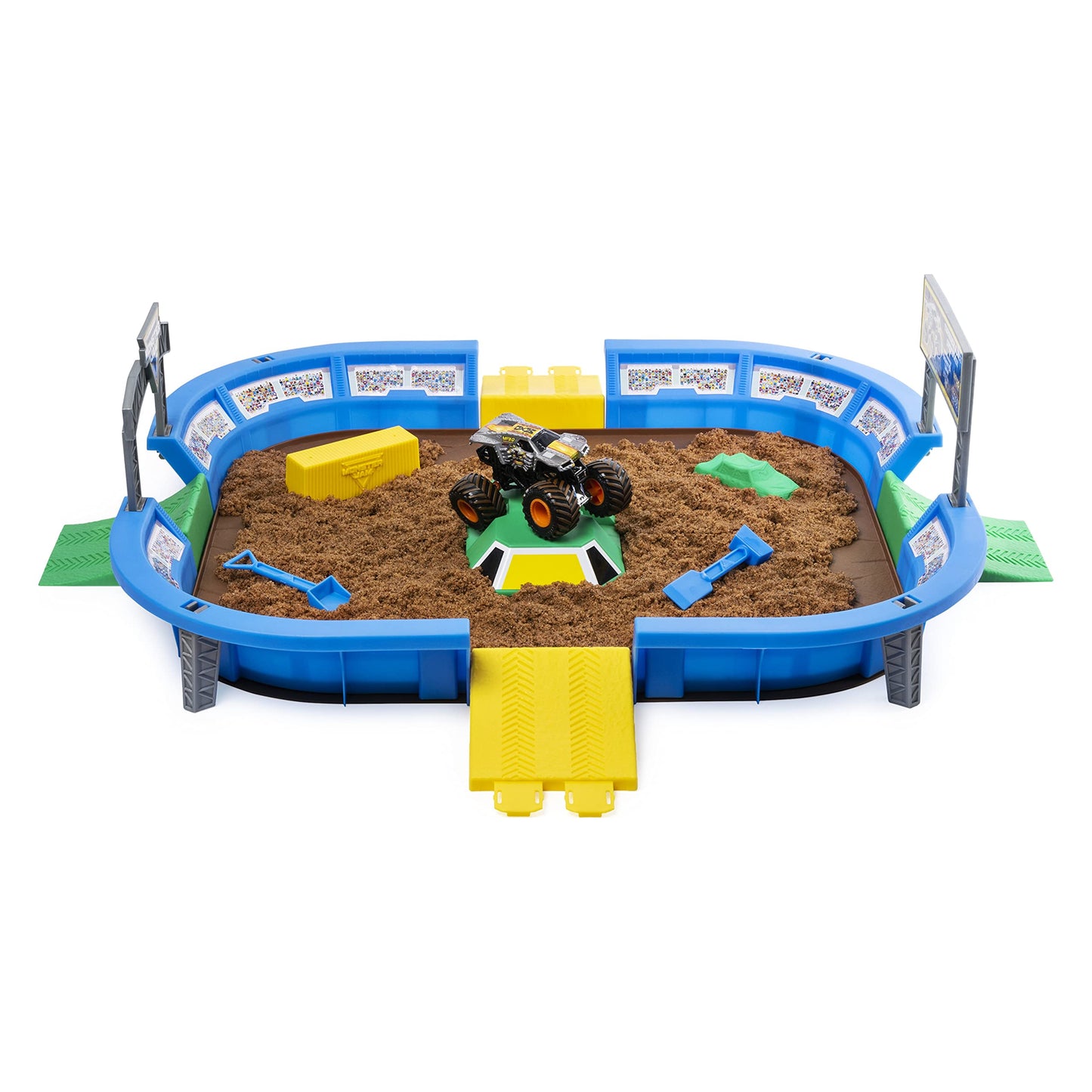 Monster Jam 24-Inch Dirt Arena Playset with 2lbs Monster Dirt & Exclusive Die-Cast Truck, Model 6046703, Plastic, Dirt Arena Color