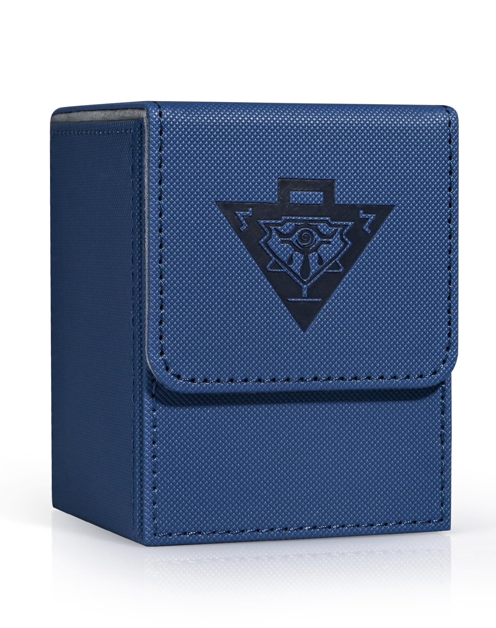 Zlca Card Deck Box For Mtg Yugioh Tcg, Card Storage Box With Dividers Holds 100+ Sleeved Cards, Premium Card Deck Case Compatible With Ccg Trading Cards (Navy,Puzzle)
