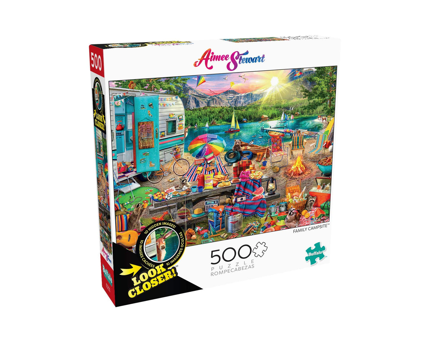 Buffalo Games 500 Piece Jigsaw Puzzle - Aimee Stewart Family Campsite, Multicolor, Large, Hidden Images, Model 3253