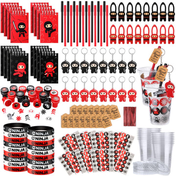 Wettarn Ninja Piata Ninja Party Supplies Include Stretchy Flying Ninjas Notepads Silicone Wristband Key Chains Stickers Stamps P