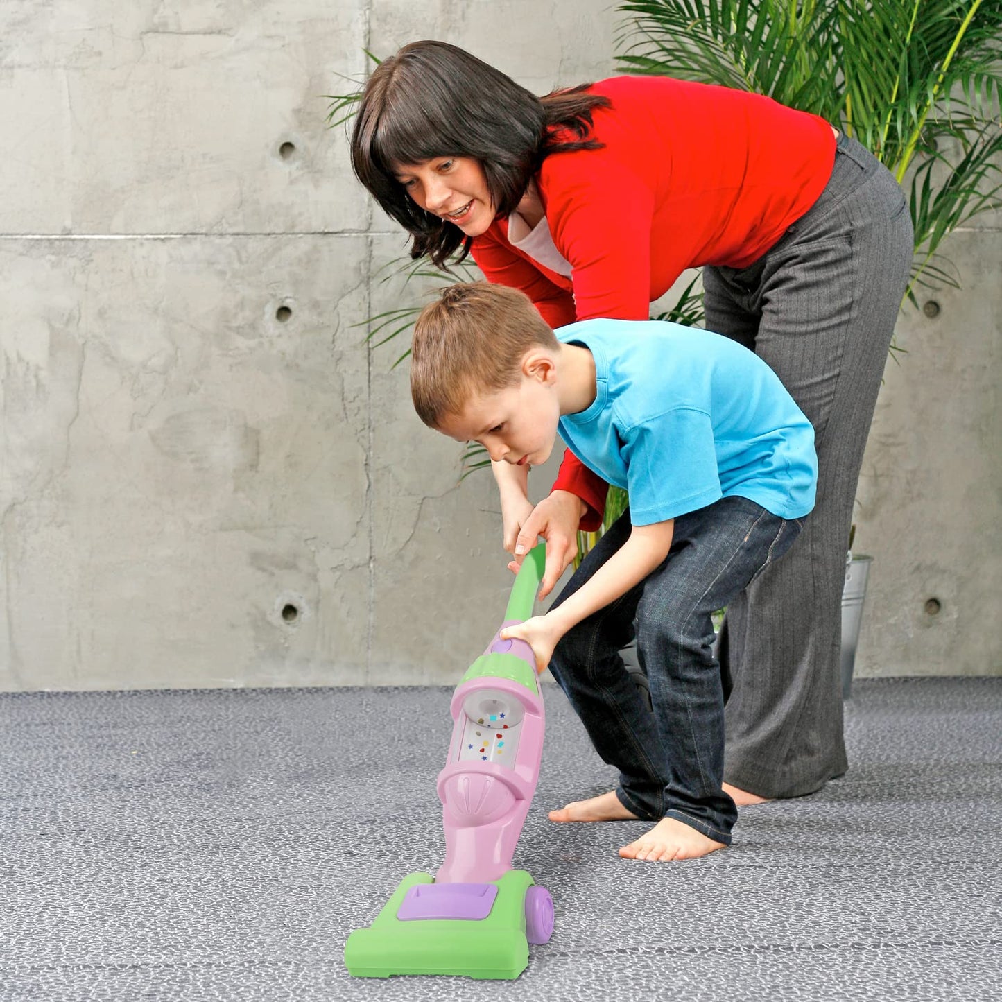 Kids Vacuum Cleaner Toy For Toddler, Pink Toy Vacuum Cleaner With Light & Realistic Sounds, Pretend Role Play Household House Ke