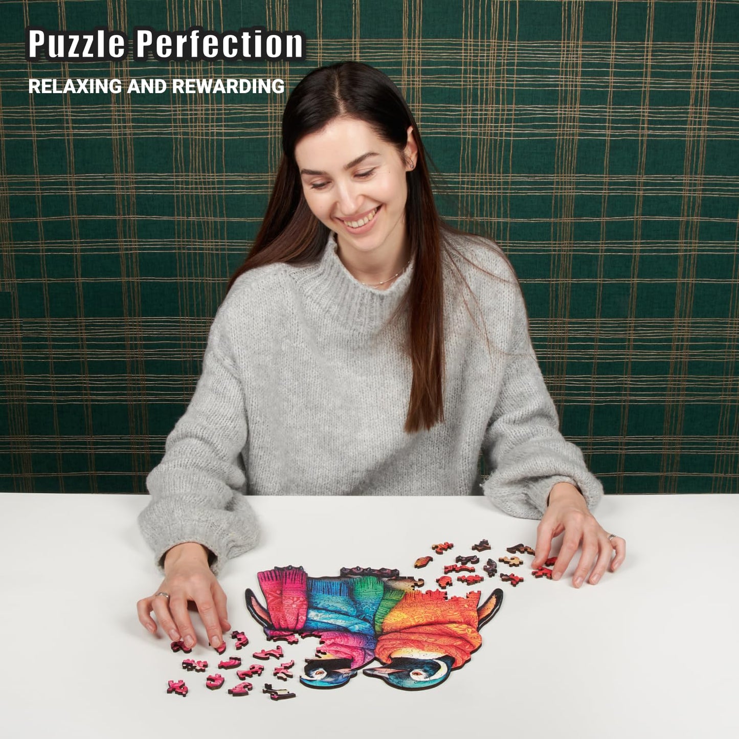 LEOGOR Wood Puzzles mature-themed Jigsaw - Exquisite Wooden Penguin Puzzle for mature-themeds and Teenagers  Unique Animal-Shaped Creative Colorful Mosaic  200 Pieces  Medium 12.8'' x 11.4''