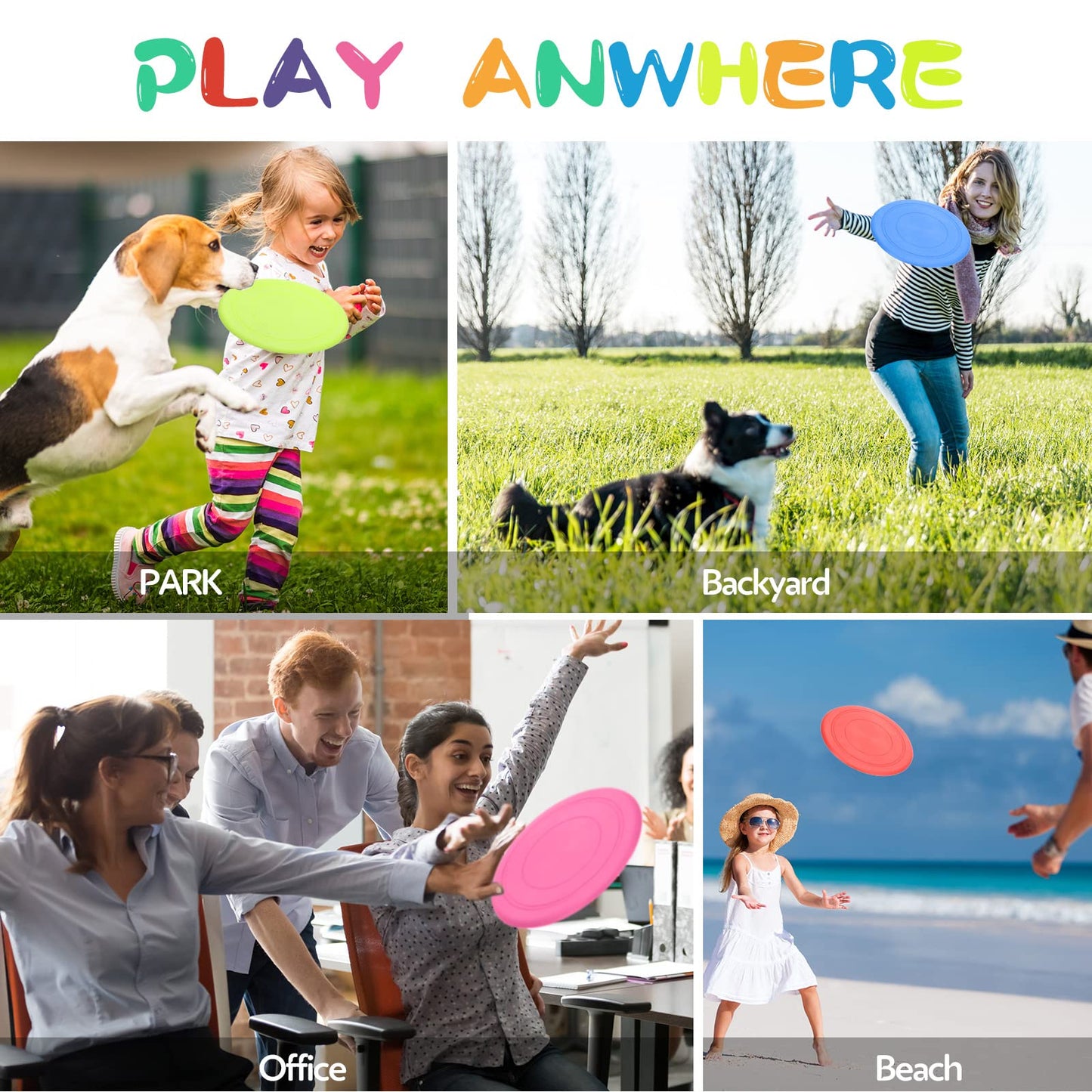 Vinsot 56 Pcs Flying Discs Bulk Flying Discs For Kids Soft Rubber Flyer Disk Outdoor For Children Adults Dogs For Sports Party F