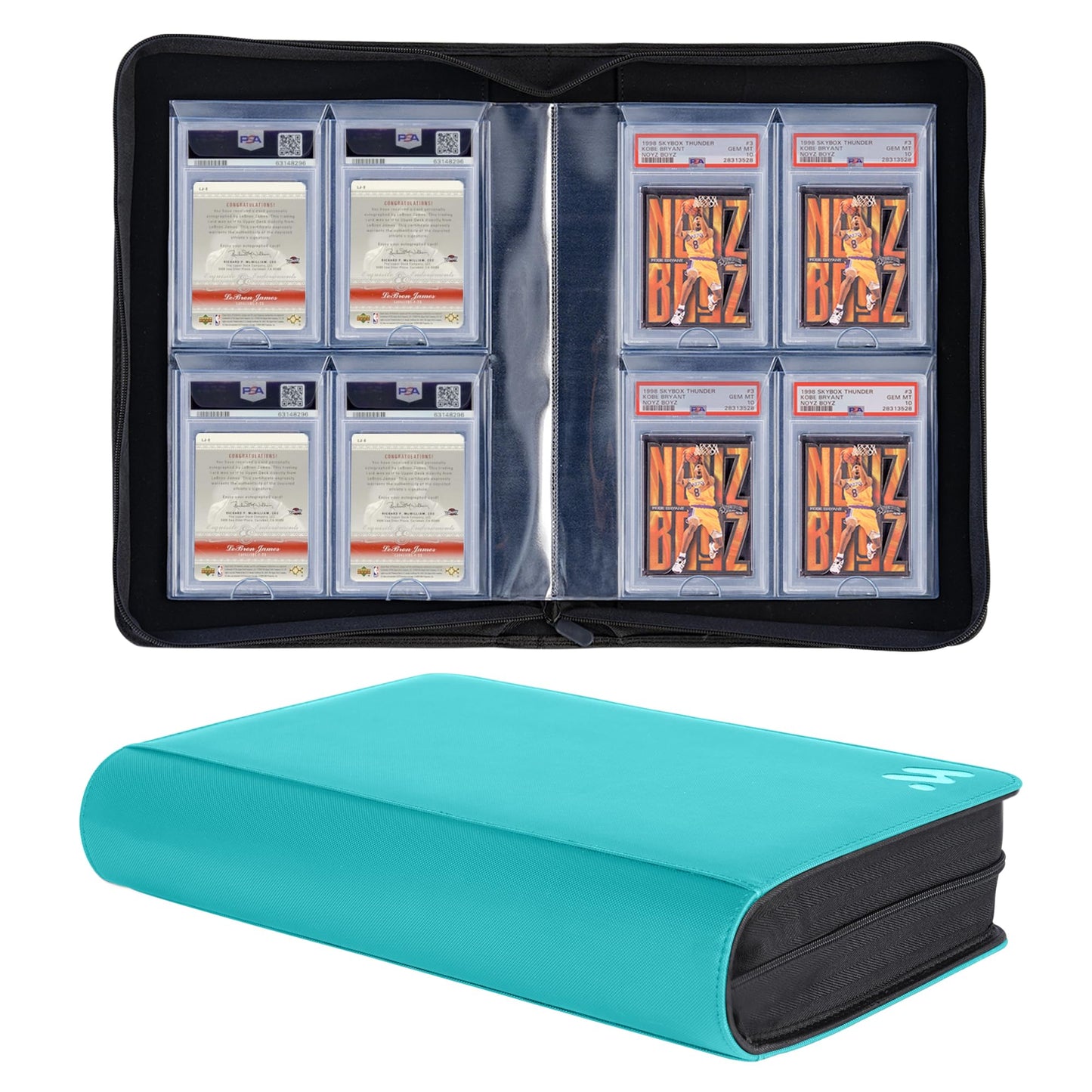 Morabto Graded Card Binder,Holds 40 Graded Cards,4 Pocket Slab Binder For Psa,Premium Graded Card Holder With Sleeves Teal
