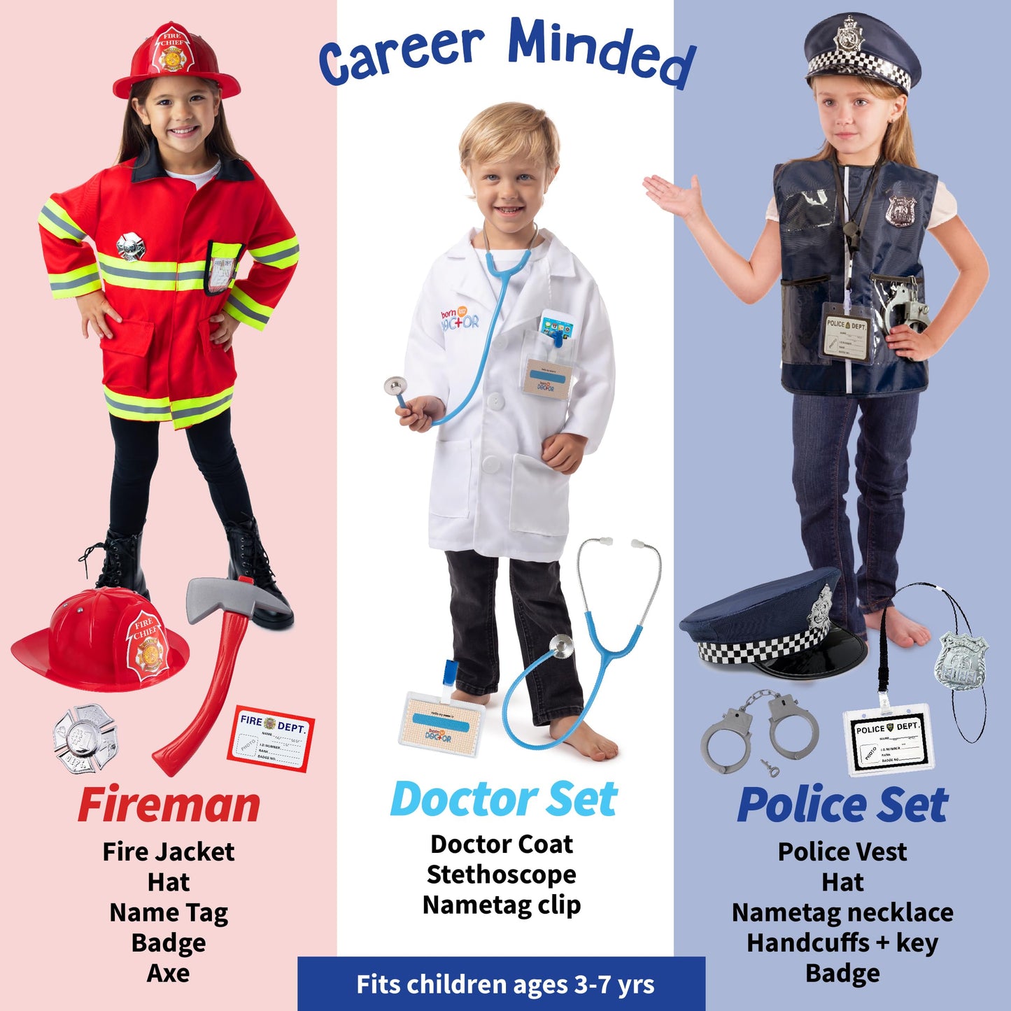 Born Toys Dress Up Clothes for Kids, Multi-color, Cotton, Ages 3-7, Model 683950487680