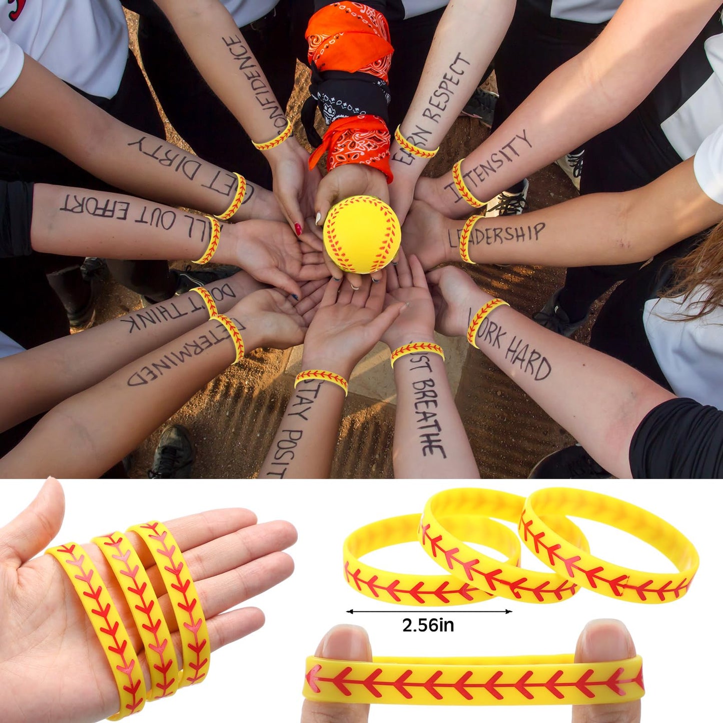 MiniInflat 96 Pcs Softball Party Favors for Kids Include 24 Softball Drawstring Bags, 24 Softball Keychain, 24 Silicone Softball